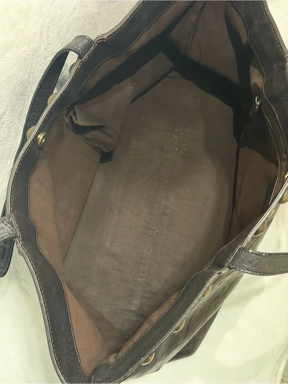 Gucci Dark Brown Horsebit Embossed Leather Babouska Tote - Picture 9 of 13